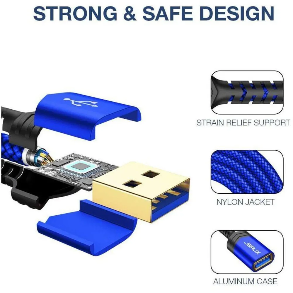 JSAUX USB 3.0 Extension Cable, (10FT) USB A Male to USB A Female Extension